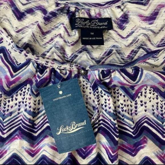 LUCKY BRAND Boho Chevron Knit Peasant Top, Med, NWT - Picture 5 of 5